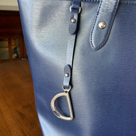 Ralph Lauren Navy Blue Leather Tote. - Picture 4 of 7
